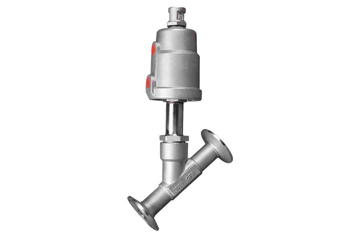 Clamped Stainless Steel Pneumatic Angle Seat Valve